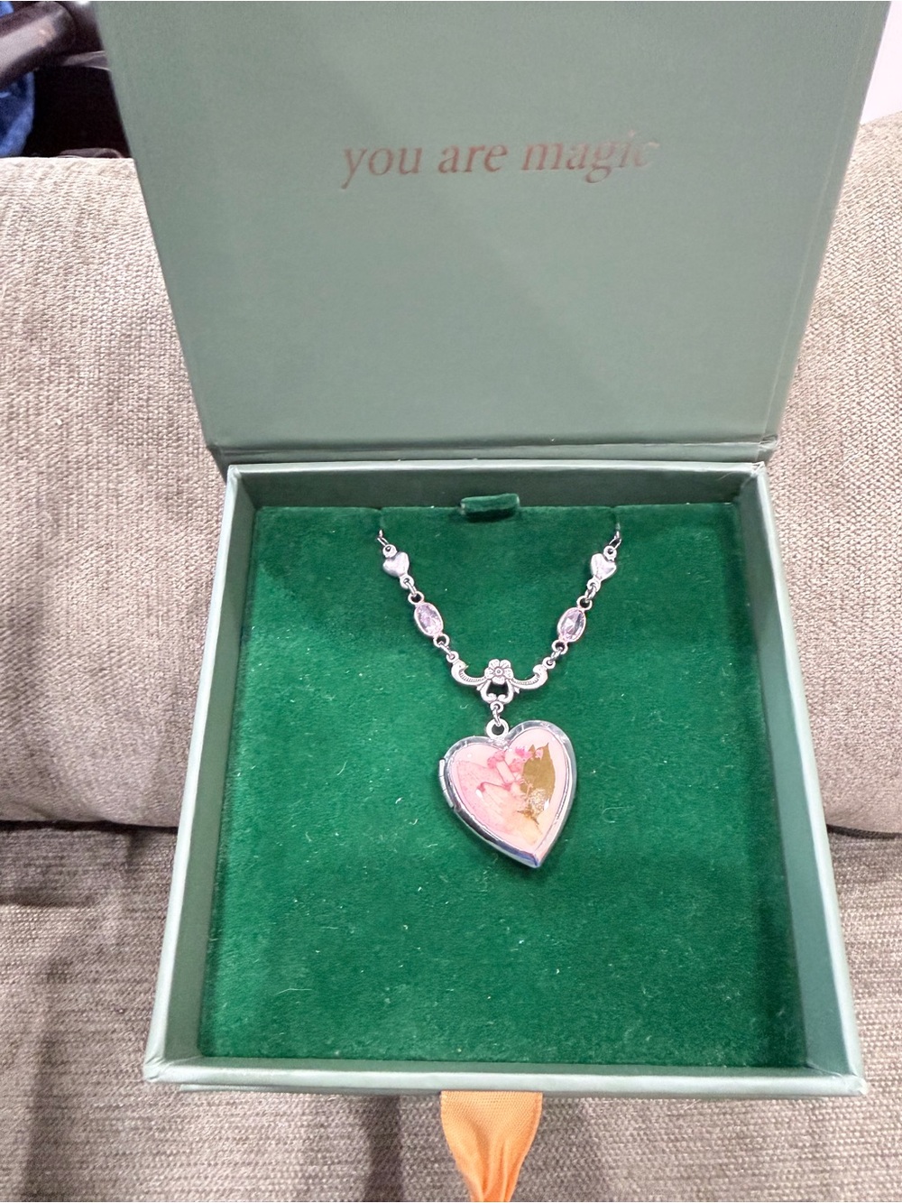 Pink Heart Pendant Necklace with Silver Chain - Women Jewelry